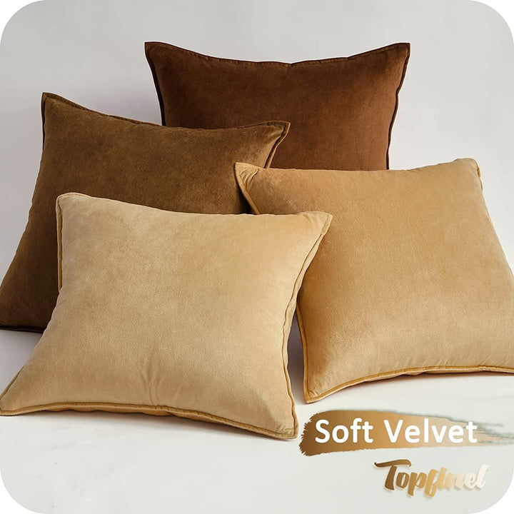 Topfinel Kissenbezug 45x45 Samt 4er Set Braun Farbverlauf Herbst Kissen Kissenbezüge Kissenhülle sof