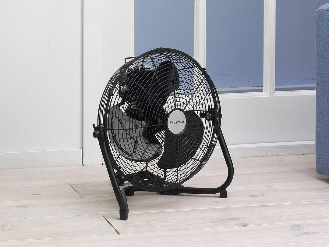 Bestron Bodenventilator im Retro-Stil, Windmaschine mit 3 Geschwindigkeitsstufen & stufenlos neigbar