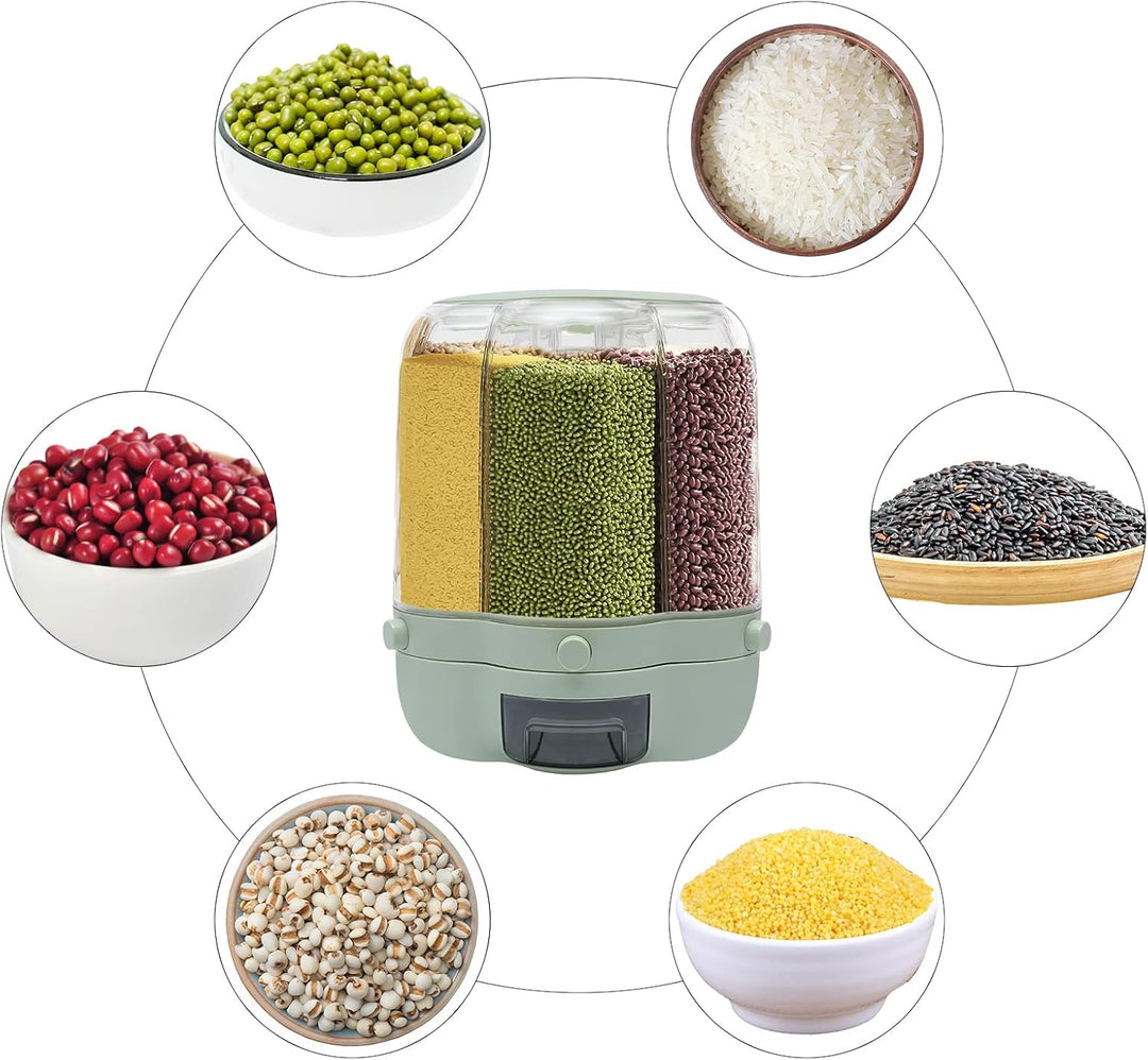 Müslispender Cerealienspender Getreidespender Cornflakes Spender 360 ° Drehbarer Reisspender Mit 6 G