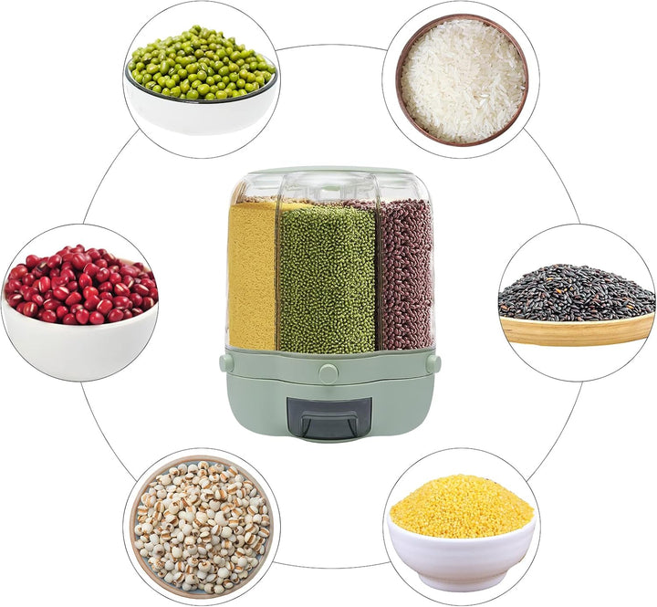 Müslispender Cerealienspender Getreidespender Cornflakes Spender 360 ° Drehbarer Reisspender Mit 6 G