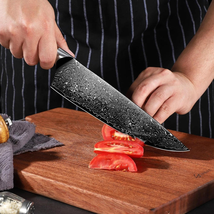 Freelander Küchenmesser 20cm VG10, Scharfes Profi Kochmesser mit Damastmuster, Japanisches Messer mi