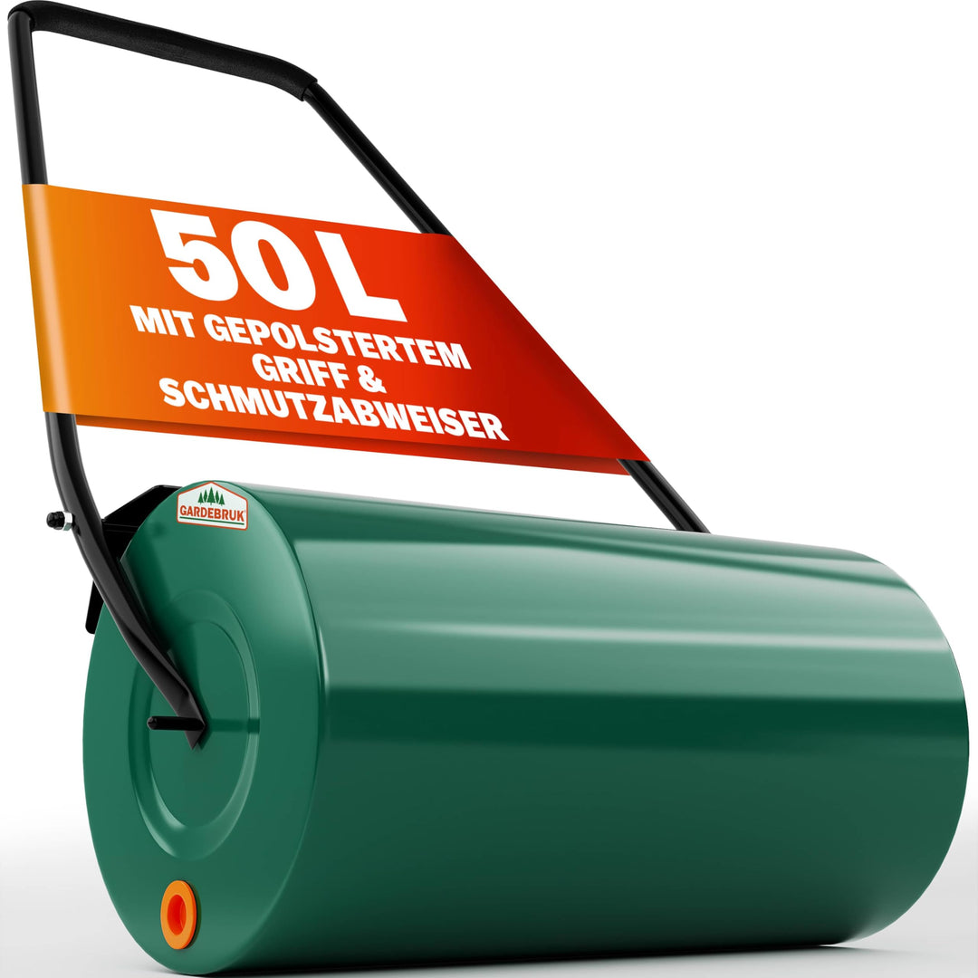 Gardebruk Rasenwalze 60cm 50L gepolsterter Griff Schmutzabweiser befüllbar Handwalze Rasenroller Gar