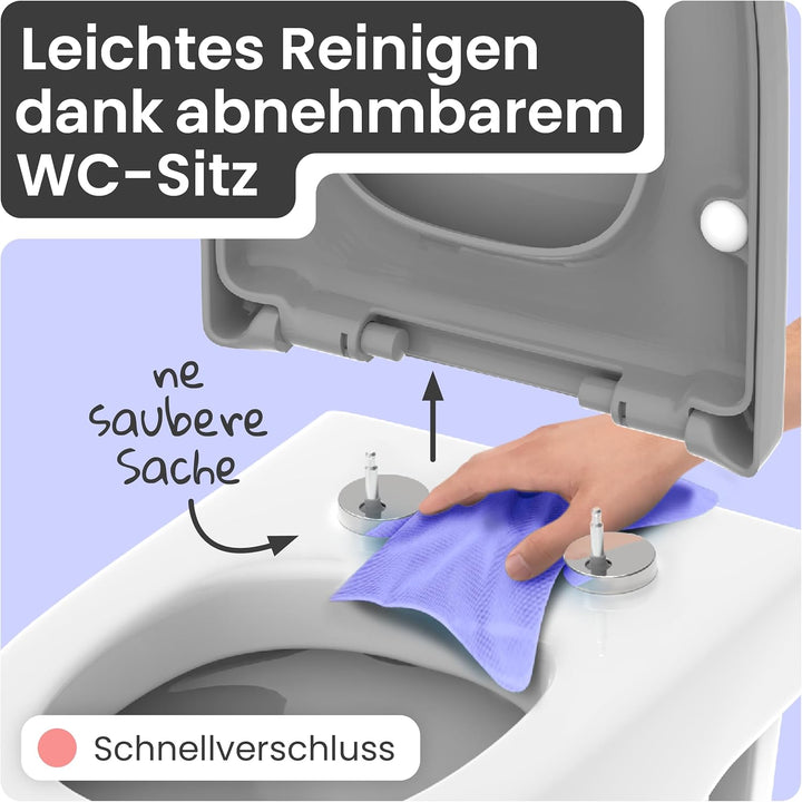 instmaier | D-Form | Toilettendeckel mit Absenkautomatik | Manhattan-Grau | Made in Germany | Toilet