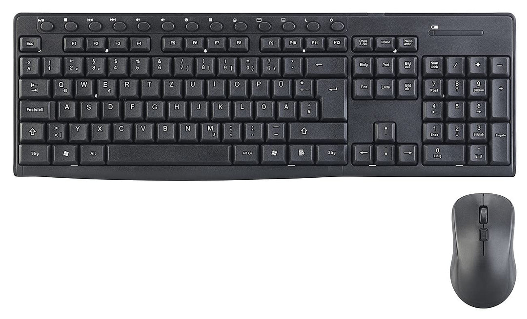 Funktastatur und Maus: Ergonomische Funk-Tastatur-Maus-Kombination, 2,4 GHz, 10 m Reichweite (Funk T