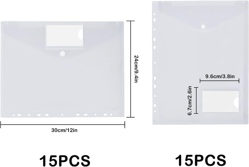 Sosayet Dokumententasche A4 30 pack, Dokumentenmappe A4 Transparent Sammelmappen mit 11 Lochrand und