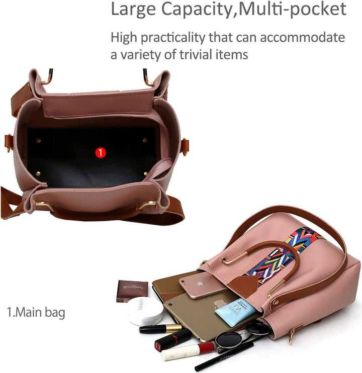 NICOLE &amp; DORIS Damen Handtaschen Umhängetaschen 4 Stück Handtaschen für Damen Top-Griffe Schultertas