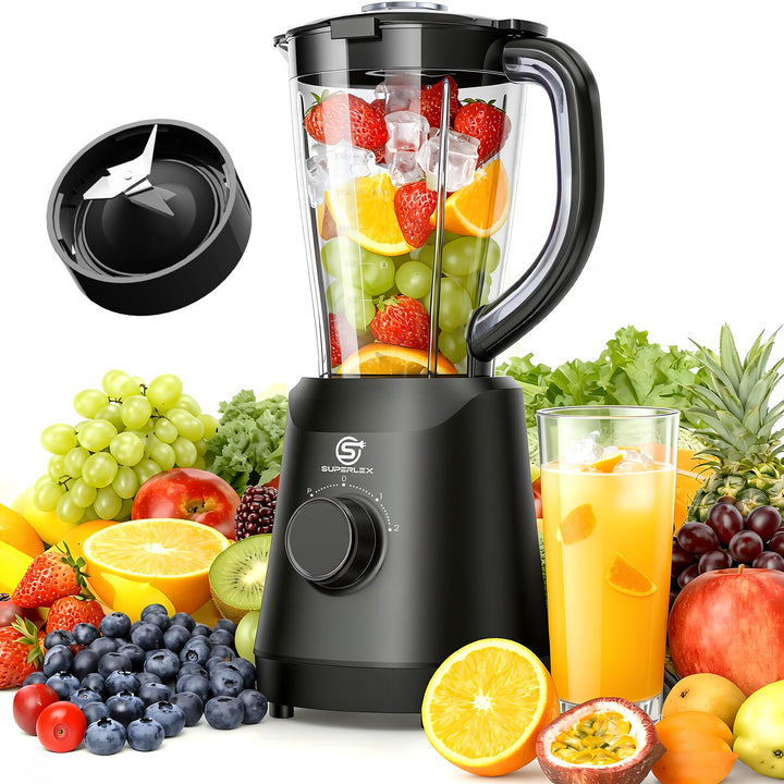 Standmixer 500W Smoothie Maker, 1,5L Mixer mit 2 Geschwindigkeiten | Pulsfunktion, Edelstahlklingen