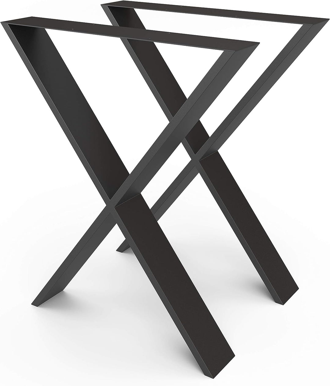 sossai® Stahl Tischgestell Tischkufen Tischbeine X-Form | TKX3 | Farbe: Schwarz | 2 Stück | Breite 6