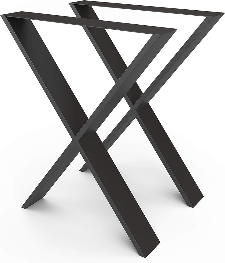 sossai® Stahl Tischgestell Tischkufen Tischbeine X-Form | TKX3 | Farbe: Schwarz | 2 Stück | Breite 6