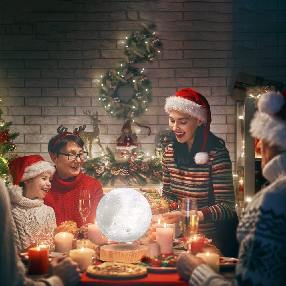 VGAzer Schwebende Mond Lampe,In der Luft frei schweben und spinnen mit hölzerner Basis und Mondlicht
