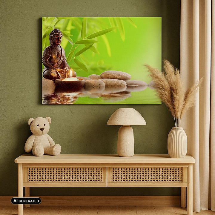 Bilder auf Leinwand Buddhismus Feng Shui Spa Bambus Leinwandbild 70x50cm Wandbilder Dekoration Wohnz