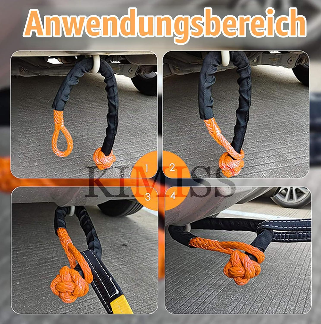 KIMISS Soft Schäkel, 2 Stück Synthetik Soft Schäkel 21 Tonnen Bruchfestigkeit Flexibler Leichter Sei