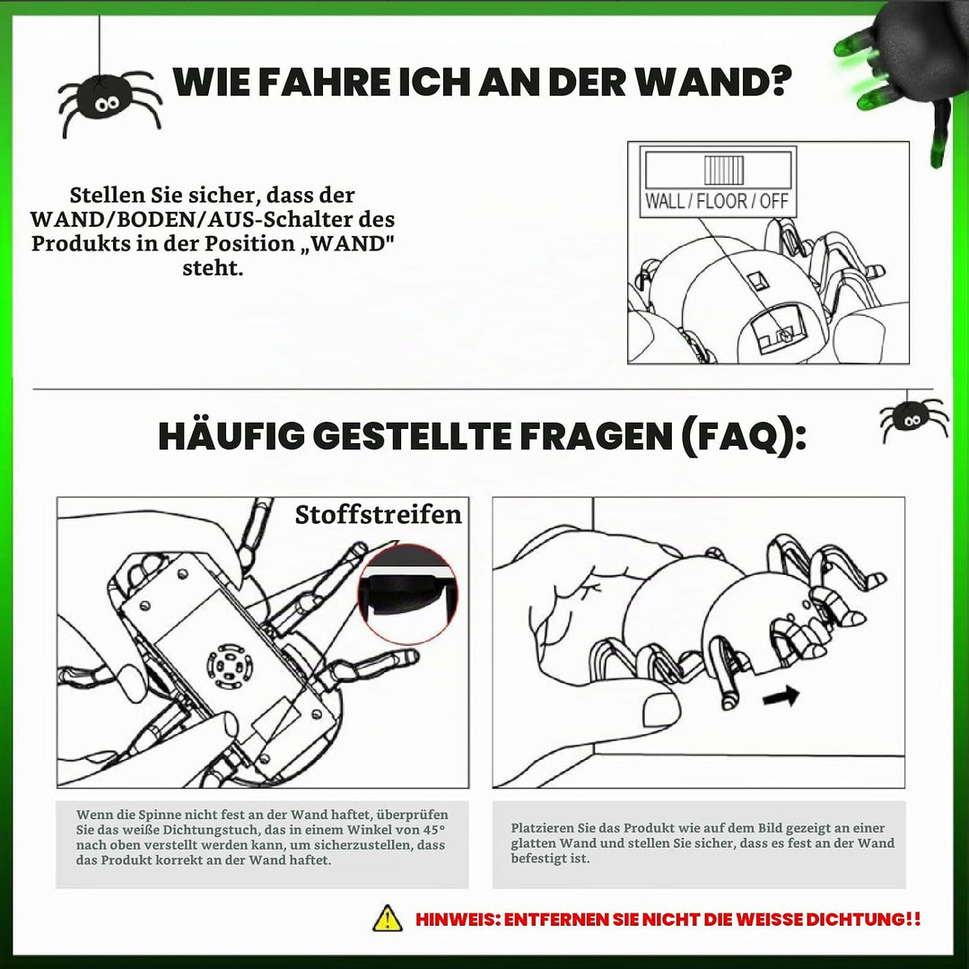 OBEST Ferngesteuerte Spinne Spielzeug mit Wandkletterfunktion, Wand und Boden Dual-Mode Halloween Sp