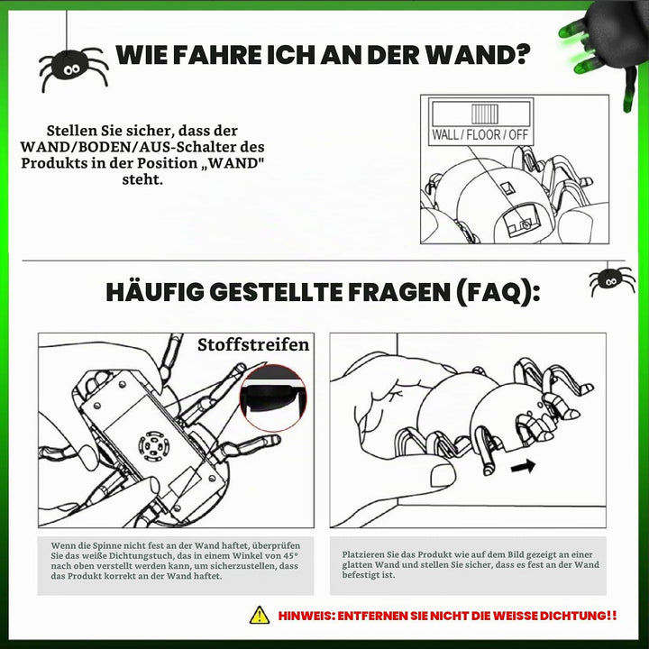 OBEST Ferngesteuerte Spinne Spielzeug mit Wandkletterfunktion, Wand und Boden Dual-Mode Halloween Sp