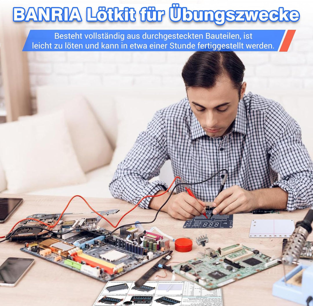 Binär-Dezimal Lötbausatz, Elektronik Lernprojekt für Schule & Studenten, MINT DIY Kit mit LED-Anzeig