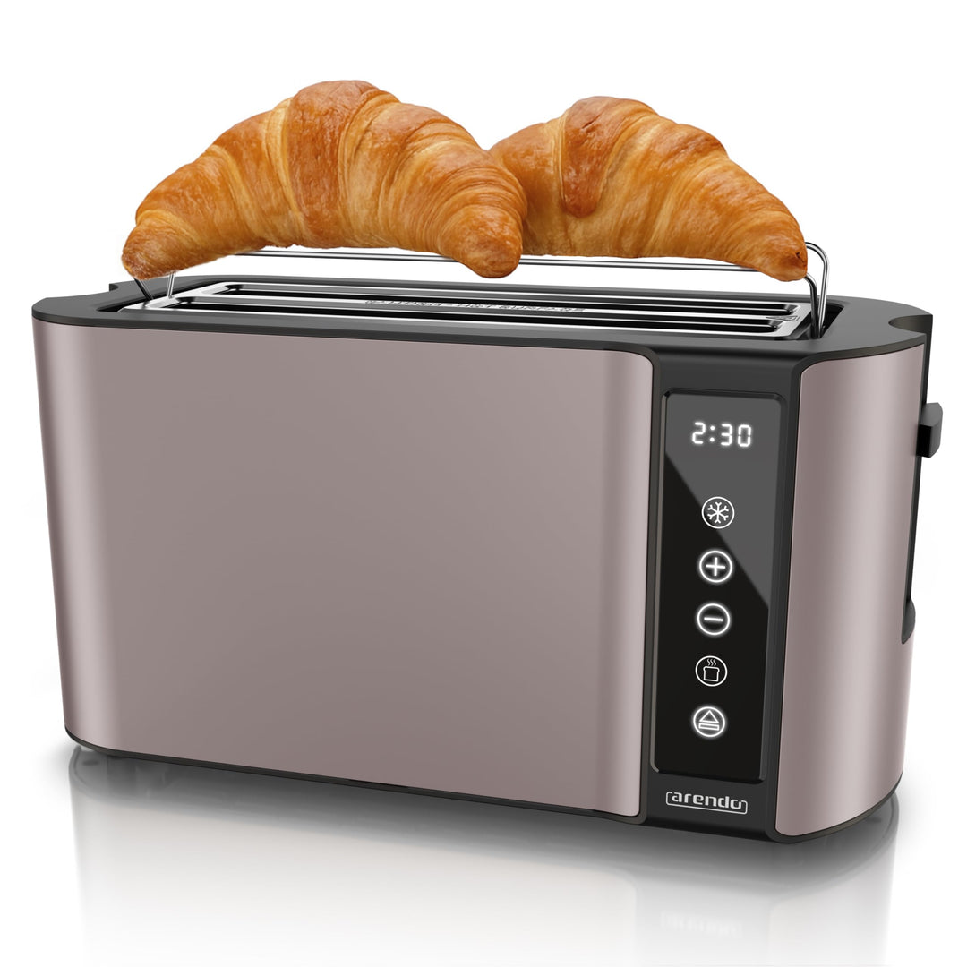 Arendo - Edelstahl Toaster Langschlitz 4 Scheiben- Touchscreen – Doppelwandgehäuse – 1500 W – Integr