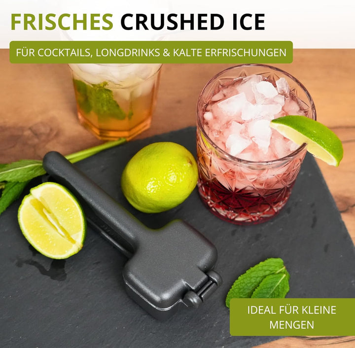 Westmark Eiscrusher Cuby Black Edition – Manueller Crushed Ice Maker für Eiswürfel, Slushy & Cocktai