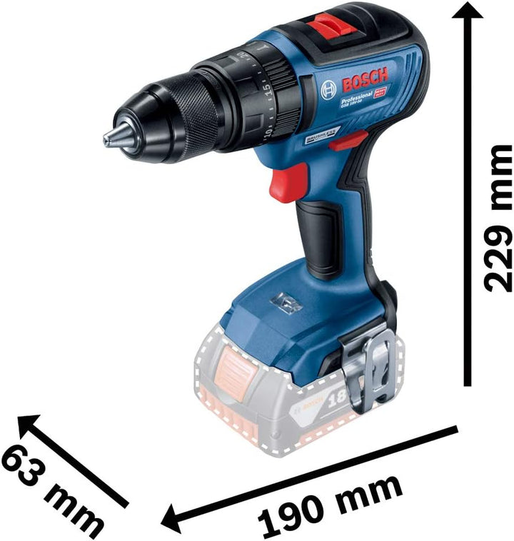 Bosch Professional System 18V: Akku-Schlagbohrschrauber GSB 18V-50 (2 GBA 18V 2.0Ah, Ladegerät GAL 1