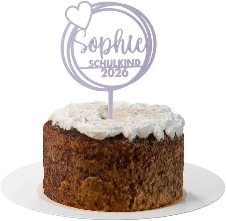 HappyBumblebee Cake Topper Einschulung Personalisiert – Herz, mit Name | Schulkind 2026 · Tortendeko