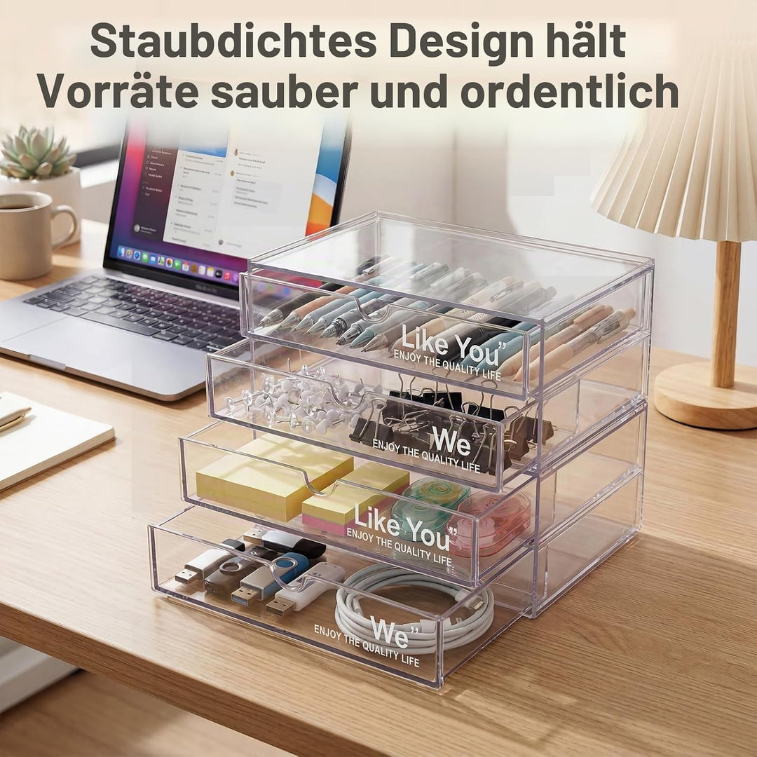 2 Stück Acryl Kosmetik Organizer, Stapelbare Schublade Badezimmer Organizer, Make up Organizer Set,