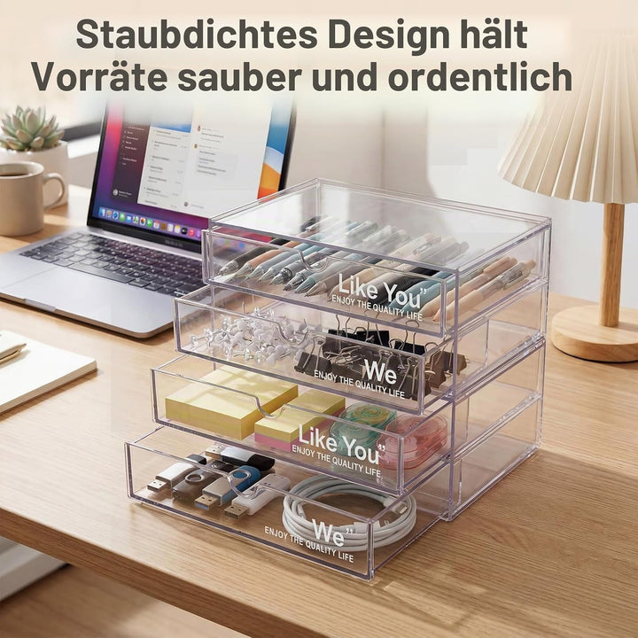 2 Stück Acryl Kosmetik Organizer, Stapelbare Schublade Badezimmer Organizer, Make up Organizer Set,