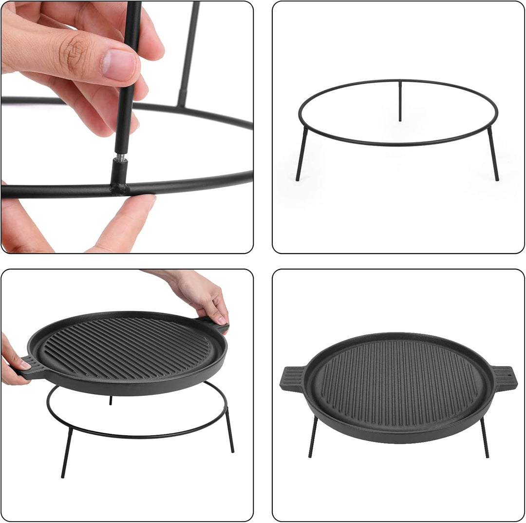 Onlyfire Gusseisen Grillplatte mit Abnehmbaren Füssen, BBQ Griddleplatte für Solo Stove 15" Ranger F