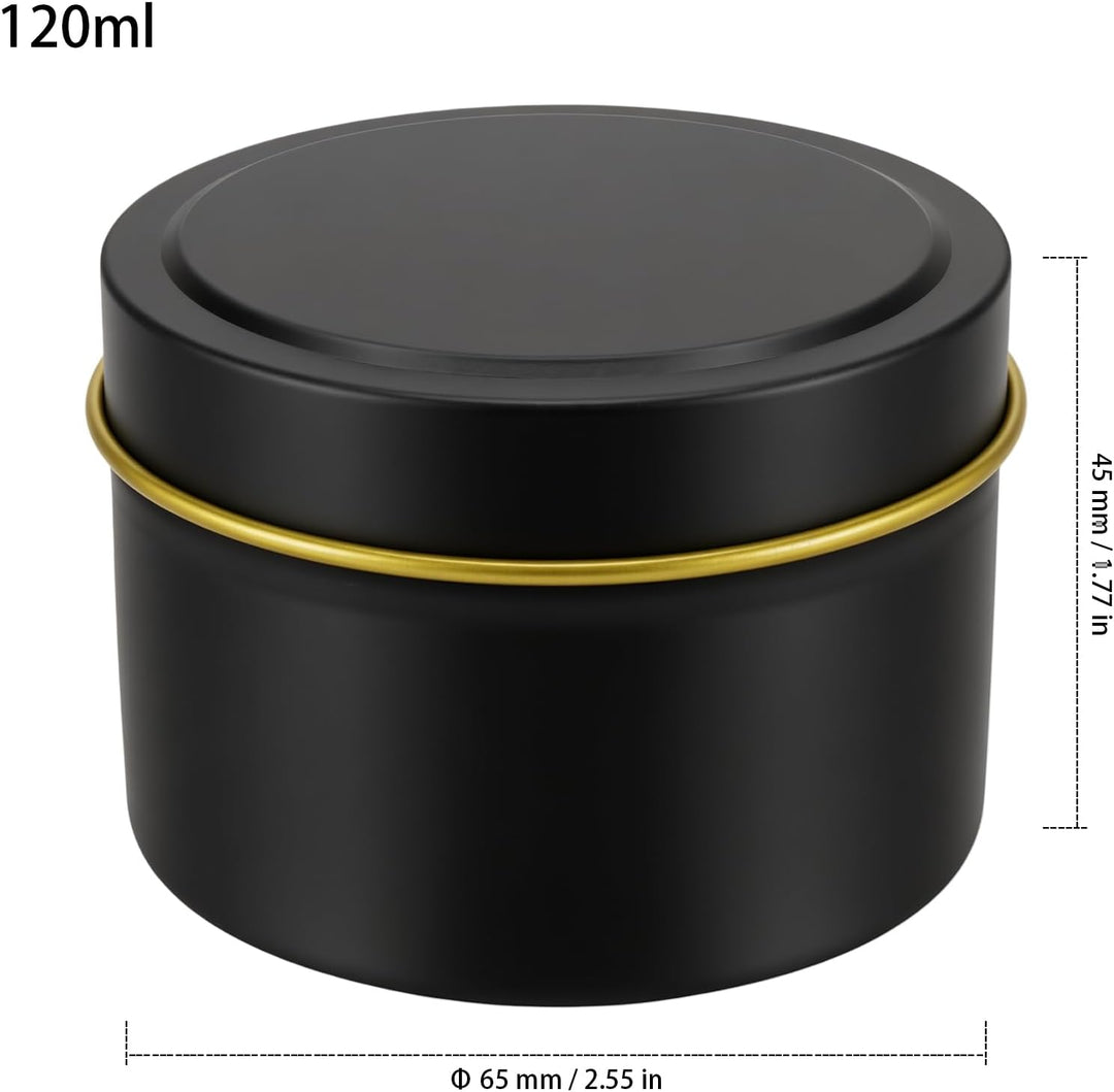 SYUTBOU 48 Stück 120ml Schwarz Kerzendosen, 65 x 45 mm Feuerblech Leer mit Deckel zum Befüllen, Für