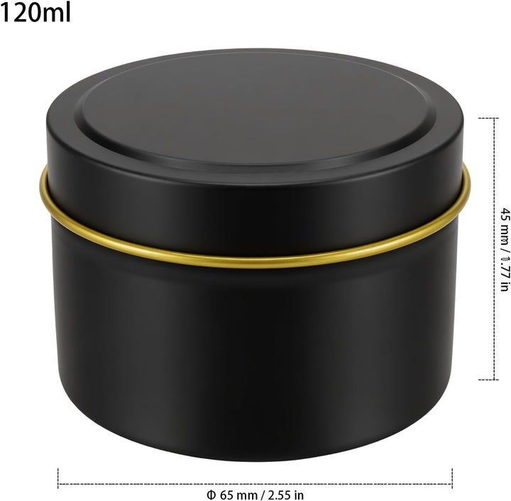 SYUTBOU 48 Stück 120ml Schwarz Kerzendosen, 65 x 45 mm Feuerblech Leer mit Deckel zum Befüllen, Für