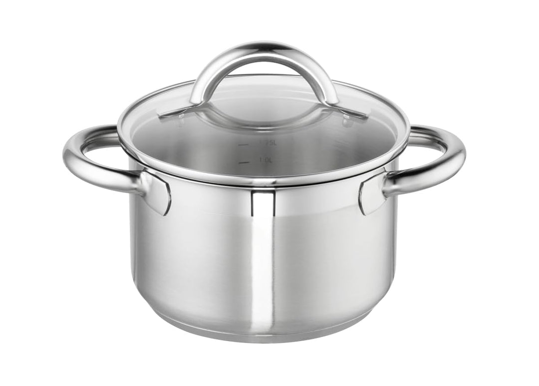 Schulte-Ufer Bratentopf Loop, 16cm, ca. 1,4 l, mit Glasdeckel, 18/10 Stahl