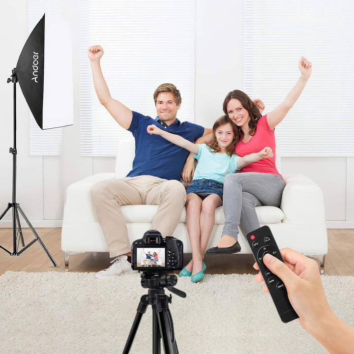 Andoer Fotografie Licht Kit Softbox-Beleuchtungsset 3 Packung,mit 85 W 2800K-5700K zweifarbige dimmb