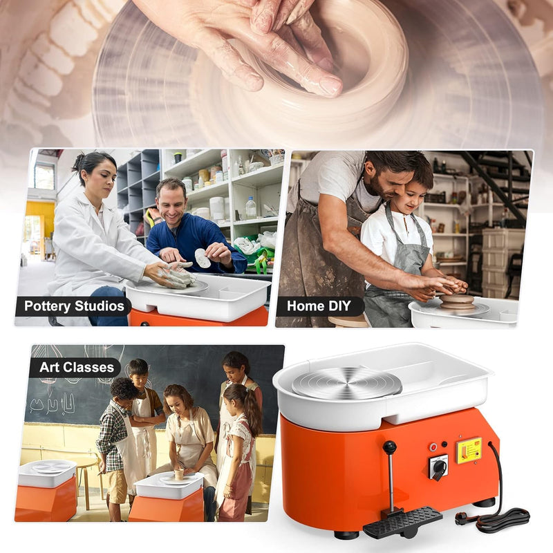 VAYOTOY Elektrische Töpferscheibe 25CM 350W Professionelle Töpferscheibe Formmaschine Keramik Clay M