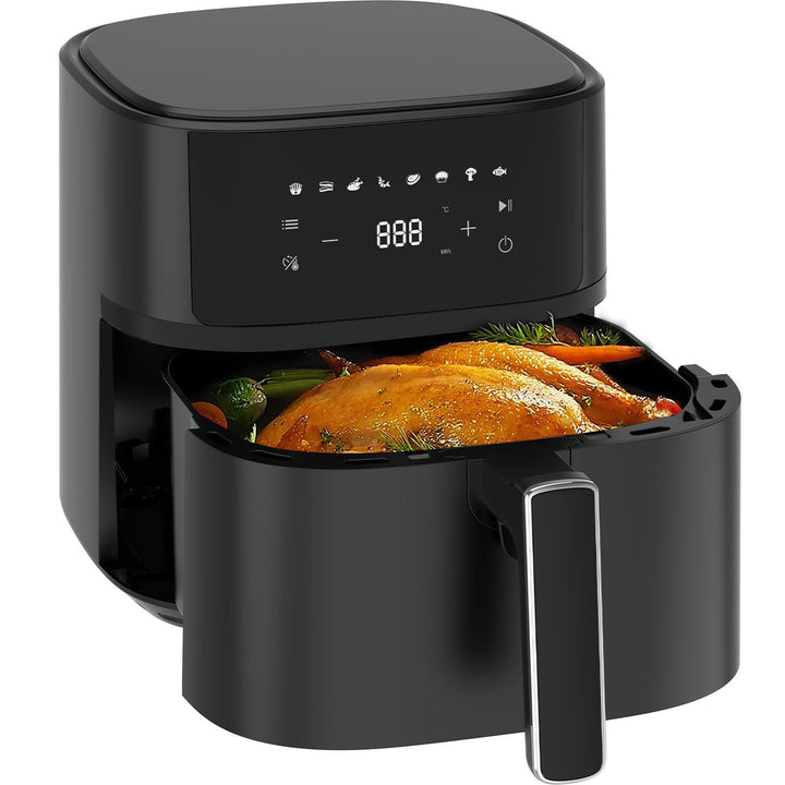 Dewelling Heissluftfritteuse 6,5L XL Airfryer, Leise Friteuse ohne Öl mit 8 Programmen, Touchscreen,