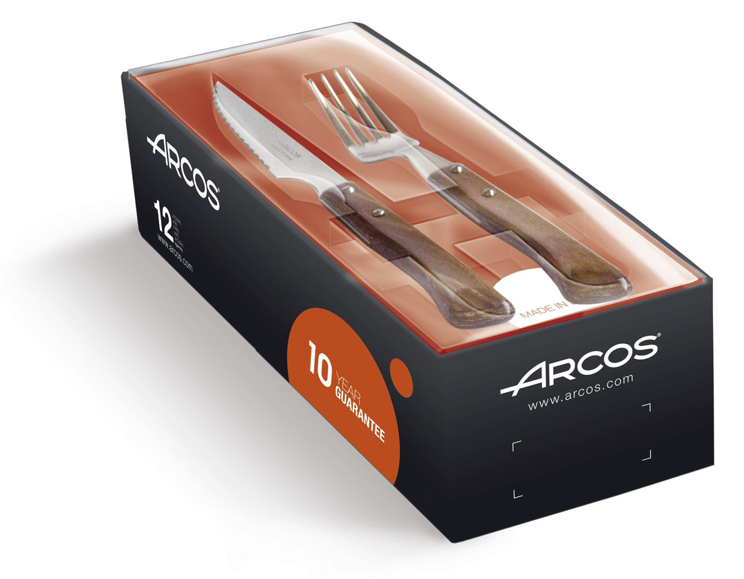 Arcos 377700 Table Messer - Steakmesser Set 12 Stück (6 Messer + 6 Gabel) - Edelstahl - HandGriff Pa