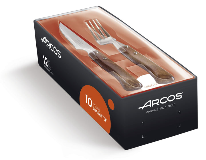Arcos 377700 Table Messer - Steakmesser Set 12 Stück (6 Messer + 6 Gabel) - Edelstahl - HandGriff Pa