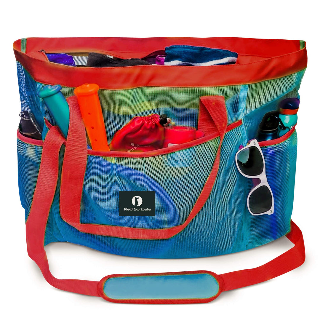 Red Suricata Ra-rso-lamebeba1 Netz-Strandtasche Blau/Rot, Blau/Rot