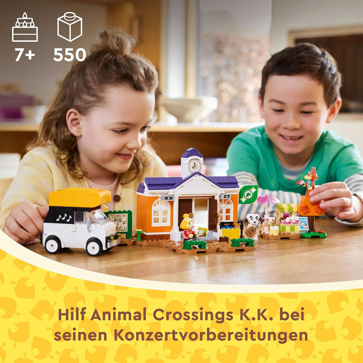 LEGO Animal Crossing K.K. spielt auf dem Festplatz, Bauspielzeug mit Café und Auto aus den Videospie