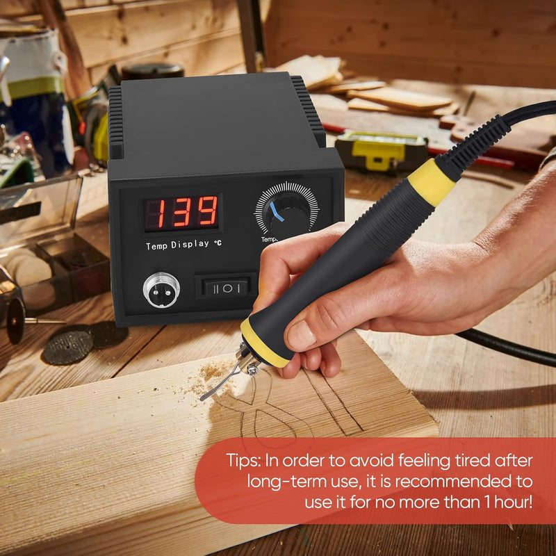 Trsaow Brandmalerei 60W LCD Holzbrenner 0-750°C für Holz, Leder, Kürbis, 2 Stifte und 33 Drahtspitze