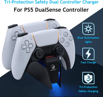 Mcbazel Dual-USB-Ladestation für PS5 Controller DualSense-Controller-Ladestation mit LED-Licht-Anzei