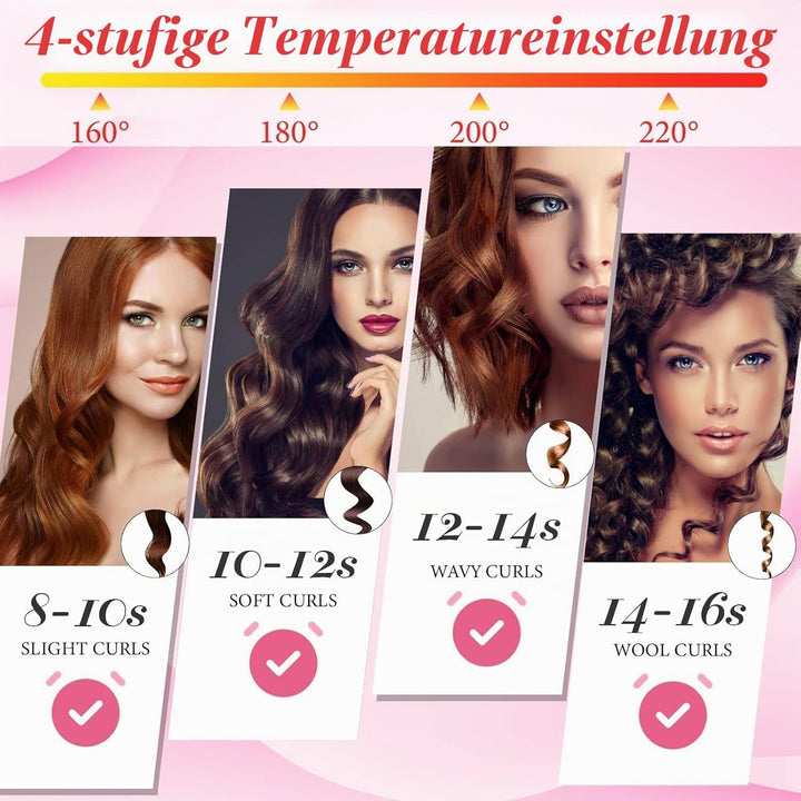 Automatischer Lockenstäbe, Reisegrösse Waver, Keramikbeschichtung Vielseitige Lockenstäbe, 4 Einstel