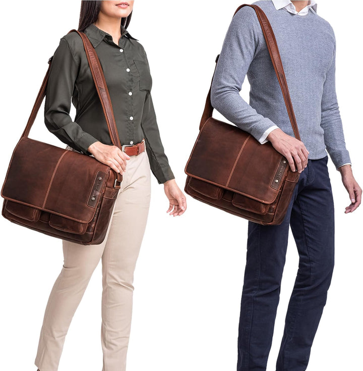 STILORD 'Curtis' Umhängetasche Leder als Messenger Bag oder Aktentasche Vintage Laptoptasche 15,6 Zo
