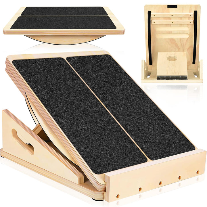 Tragbares Balance Board Holz,Verstellbares Gleichgewichtstrainer,Wadendehner-Schrägbrett zum Dehnen