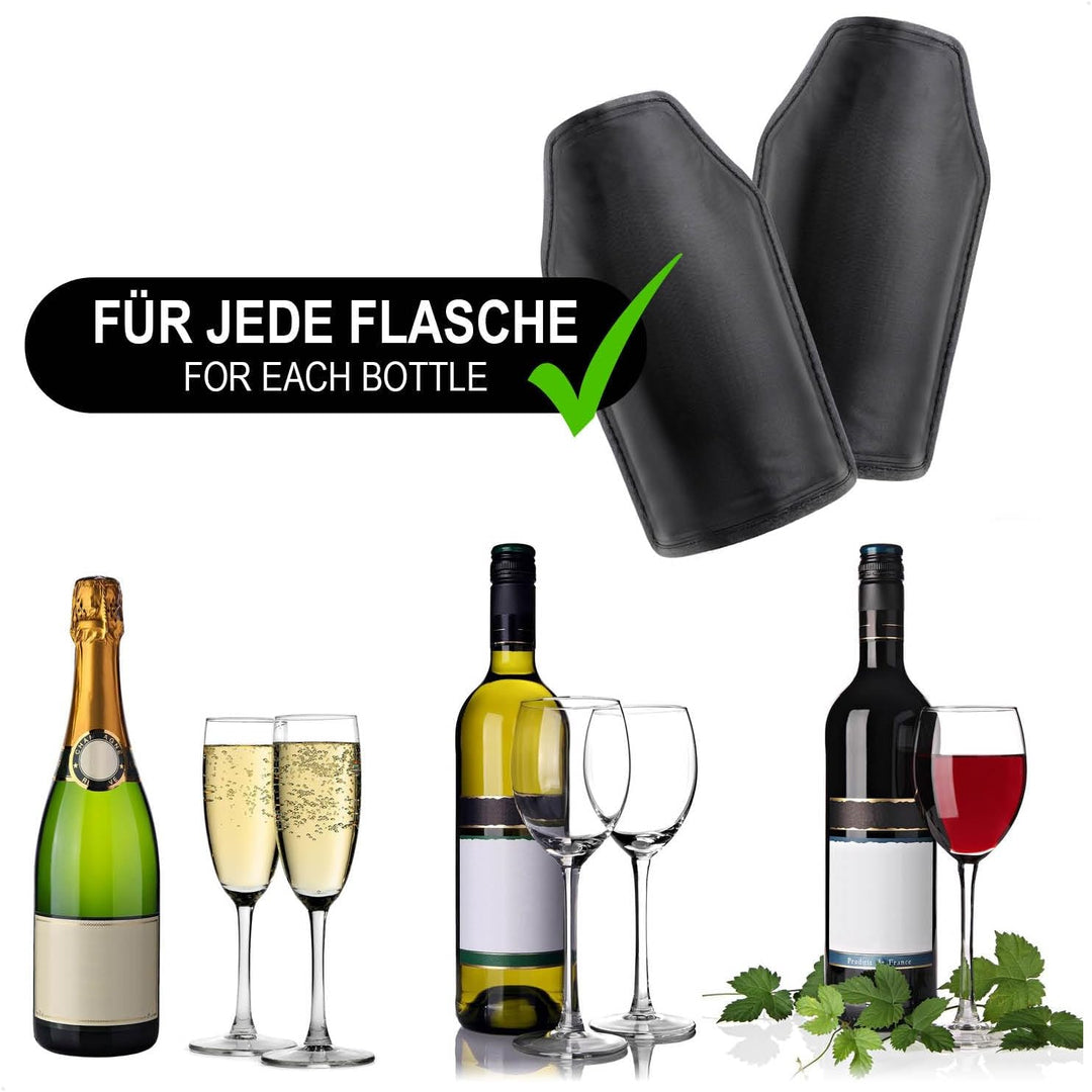 com-four® 2x Flaschenkühler für unterwegs - Sektkühler Manschette mit Gummiband - Kühlmanschette für