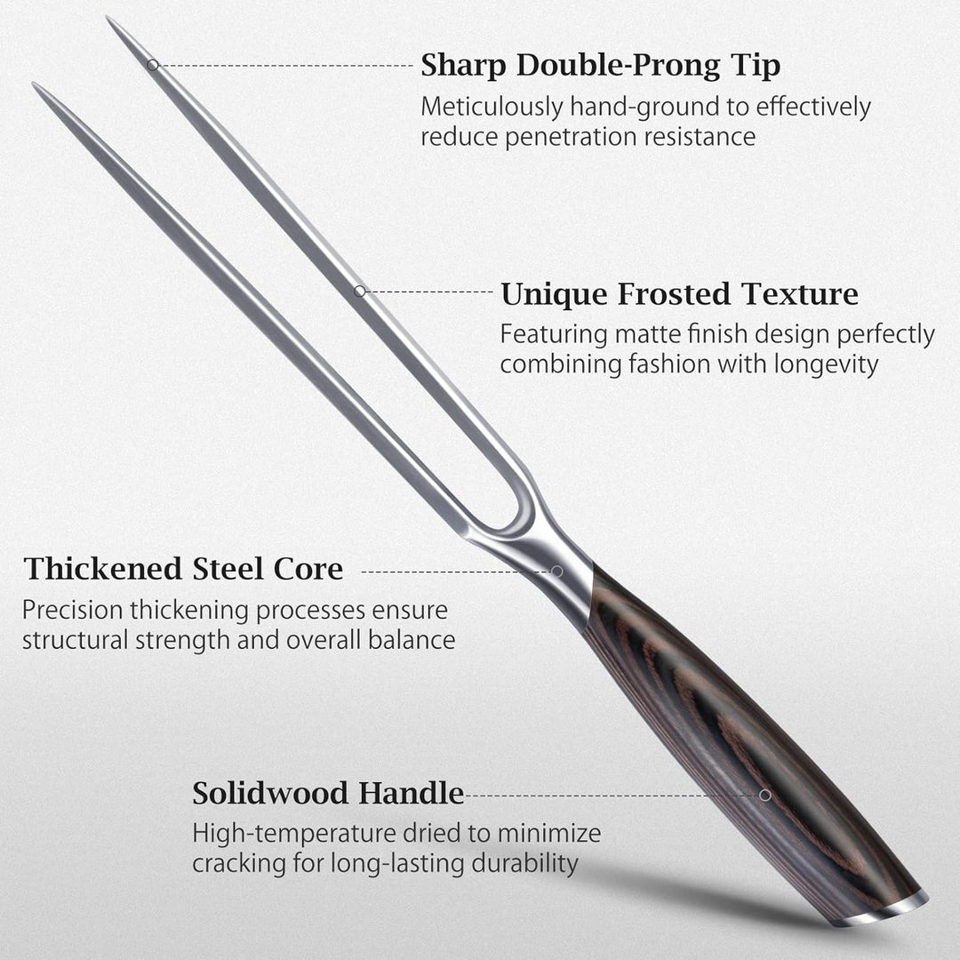 HOSHANHO Fleischgabel 18cm, Messerscharfe Grillgabel mit Zwei Zinken für Fleisch, Professionelle Jap