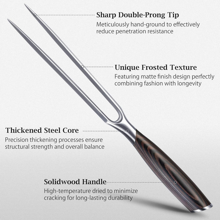 HOSHANHO Fleischgabel 18cm, Messerscharfe Grillgabel mit Zwei Zinken für Fleisch, Professionelle Jap