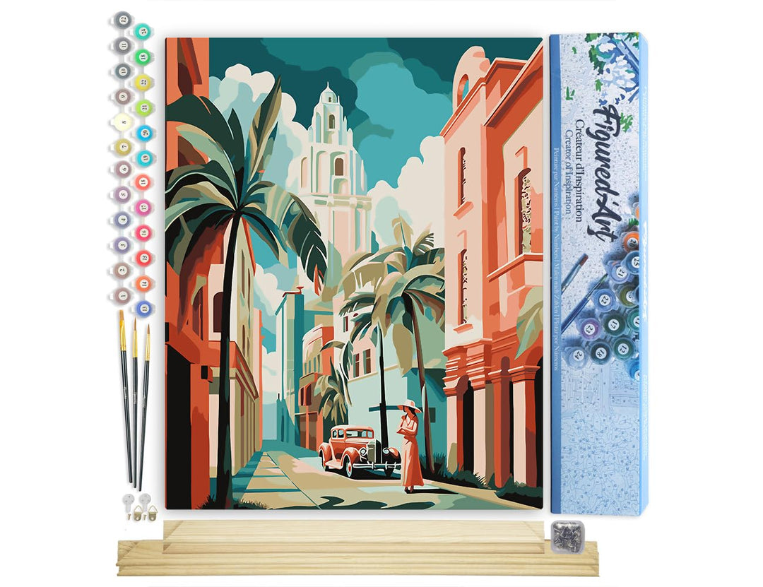Figured'Art Malen Nach Zahlen Erwachsene Mit Rahmen Kuba Art Deco - Paint by Numbers Basteln DIY Bas