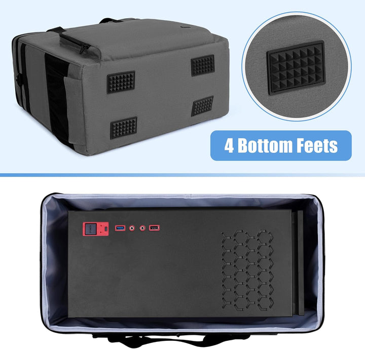 CURMIO Doppelschichte Tragetasche für PC Computer, Desktop-Computer-Reisetasche für PC-Gehäuse, Tast