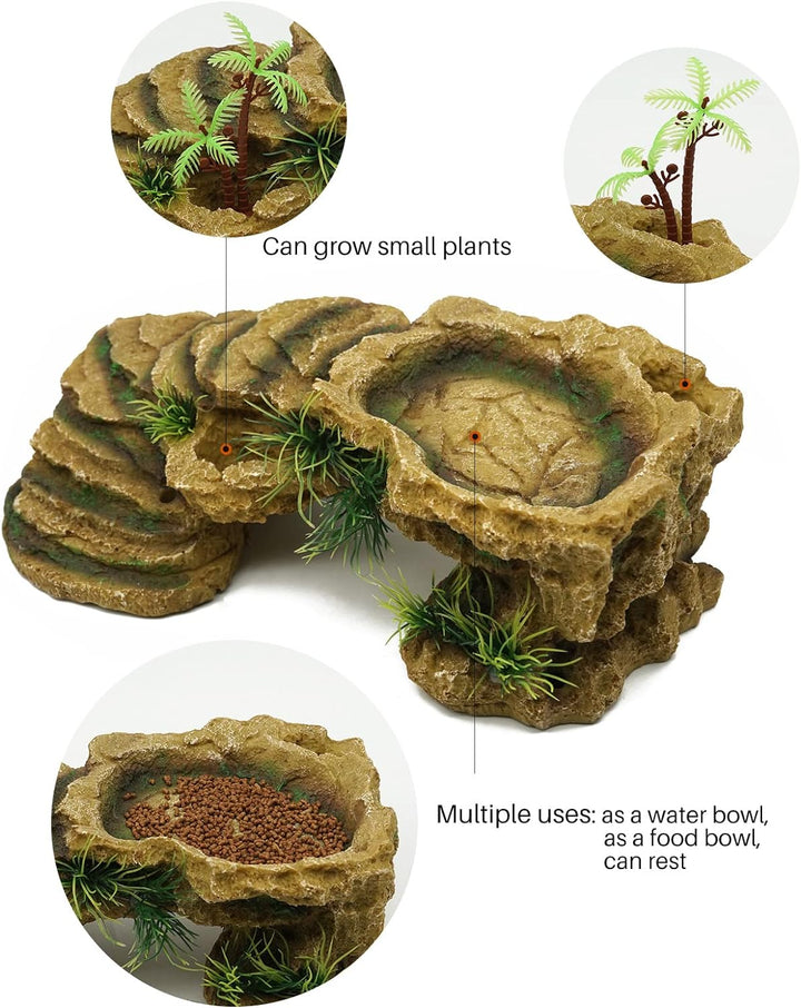 MOGOULUA Schildkröte Basking Plattform Reptilien Simuliert Rock Habitat Terrarium Versteck Harz Fels