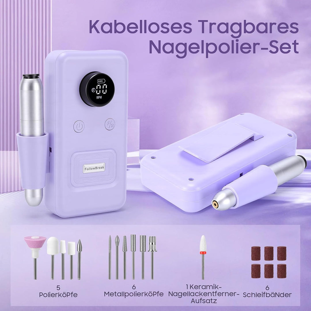 Elektrischer Nagelbohrer, 45.000 U/min, Wiederaufladbare Kabellose Nagelfeilenmaschine mit LED-Anzei