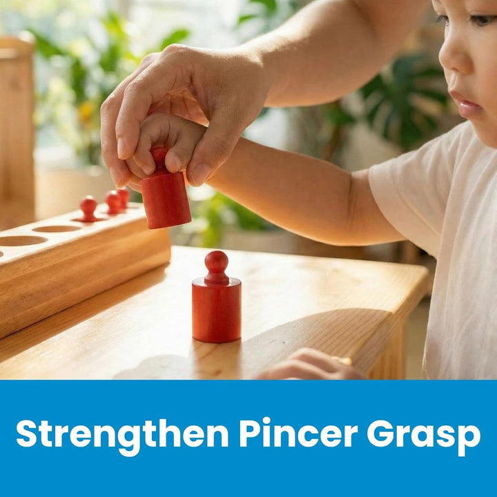 BOHS Montessori Zylinderblöcke Steckpuzzle - 6 Knöpfe / 17 Zentimeter - Sortierspiel & Steckspiel ab