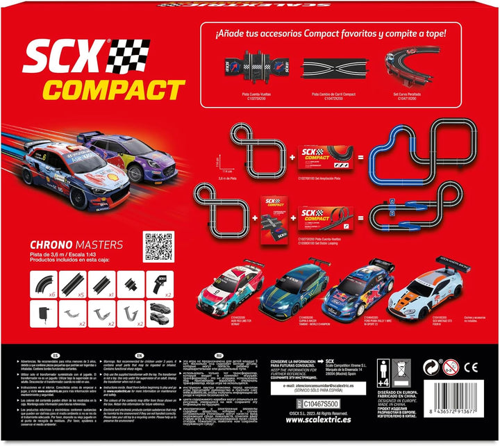 SCX - Compact Circuit - Komplette Rennstrecke - 2 Autos und 2 Fernbedienungen 1:43 (Chrono Masters)